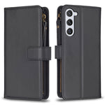 Custodia per telefono in pelle con cerniera e 9 scomparti per carte, For Samsung Galaxy S25 5G, For Samsung Galaxy S25+ 5G