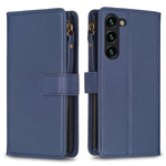 Custodia per telefono in pelle con cerniera e 9 scomparti per carte, For Samsung Galaxy S25 5G, For Samsung Galaxy S25+ 5G
