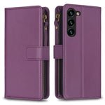 Custodia per telefono in pelle con cerniera e 9 scomparti per carte, For Samsung Galaxy S25 5G, For Samsung Galaxy S25+ 5G