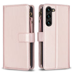 Custodia per telefono in pelle con cerniera e 9 scomparti per carte, For Samsung Galaxy S25 5G, For Samsung Galaxy S25+ 5G