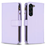 Custodia per telefono in pelle con cerniera e 9 scomparti per carte, For Samsung Galaxy S25 5G, For Samsung Galaxy S25+ 5G