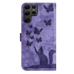 Custodia per telefono in pelle con stampa a farfalla e gatto, For Samsung Galaxy S25 Ultra 5G