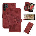 Custodia per telefono in pelle con stampa a farfalla e gatto, For Samsung Galaxy S25 Ultra 5G