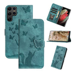 Custodia per telefono in pelle con stampa a farfalla e gatto, For Samsung Galaxy S25 Ultra 5G