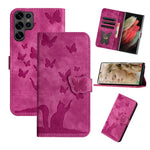 Custodia per telefono in pelle con stampa a farfalla e gatto, For Galaxy S26 FE 5G, For Samsung Galaxy S26+ 5G, For Samsung Galaxy S26 Edge 5G, For Samsung Galaxy S26 Ultra 5G