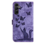 Custodia per telefono in pelle con stampa a farfalla e gatto, For Samsung Galaxy S26 5G, For Samsung Galaxy S25 FE 5G, For Samsung Galaxy S25 5G, For Samsung Galaxy S25+ 5G