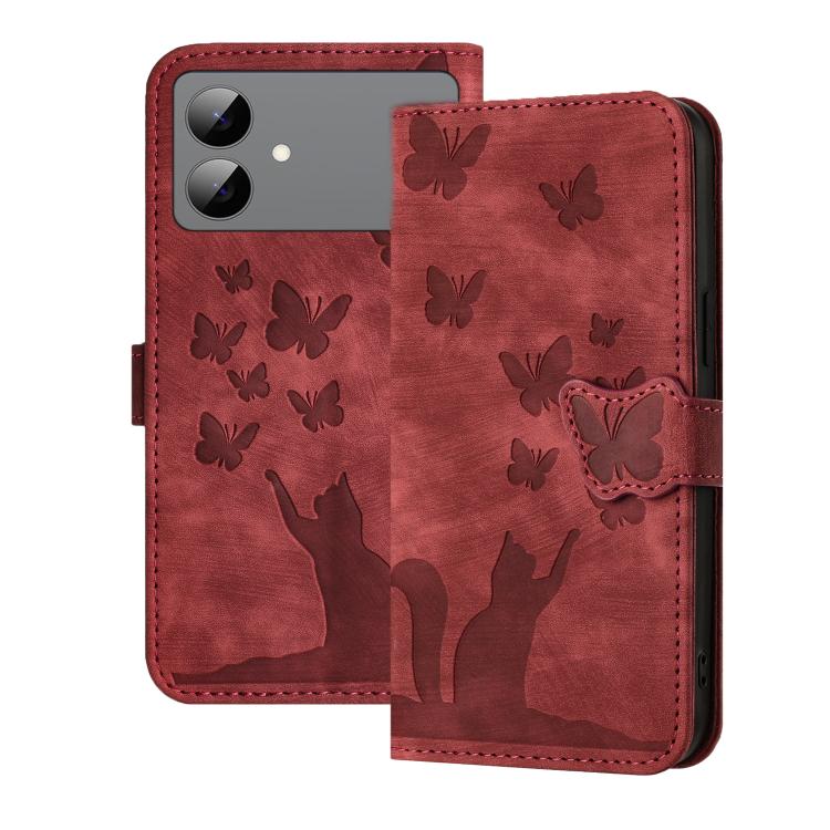 Custodia per telefono in pelle con stampa a farfalla e gatto, For Galaxy S26 FE 5G, For Samsung Galaxy S26+ 5G, For Samsung Galaxy S26 Edge 5G, For Samsung Galaxy S26 Ultra 5G