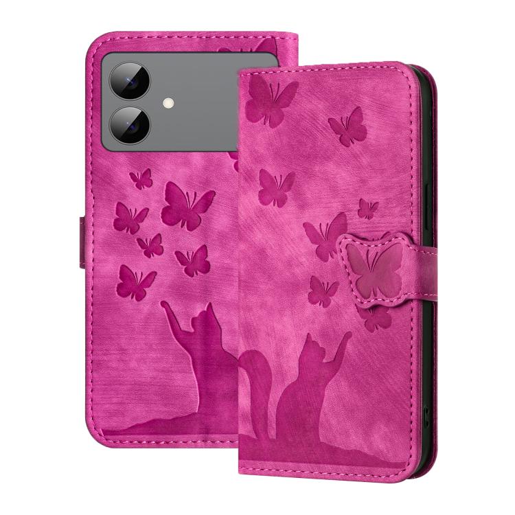 Custodia per telefono in pelle con stampa a farfalla e gatto, For Galaxy S26 FE 5G, For Samsung Galaxy S26+ 5G, For Samsung Galaxy S26 Edge 5G, For Samsung Galaxy S26 Ultra 5G