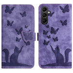 Custodia per telefono in pelle con stampa a farfalla e gatto, For Galaxy S26 FE 5G, For Samsung Galaxy S26+ 5G, For Samsung Galaxy S26 Edge 5G, For Samsung Galaxy S26 Ultra 5G