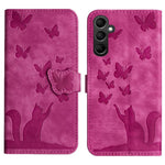 Custodia per telefono in pelle con stampa a farfalla e gatto, For Galaxy S26 FE 5G, For Samsung Galaxy S26+ 5G, For Samsung Galaxy S26 Edge 5G, For Samsung Galaxy S26 Ultra 5G