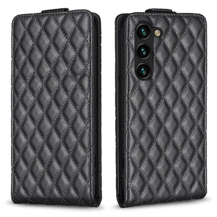 Custodia per telefono in pelle con motivo a reticolo diamantato verticale, For Samsung Galaxy S25 5G, For Samsung Galaxy S25+ 5G
