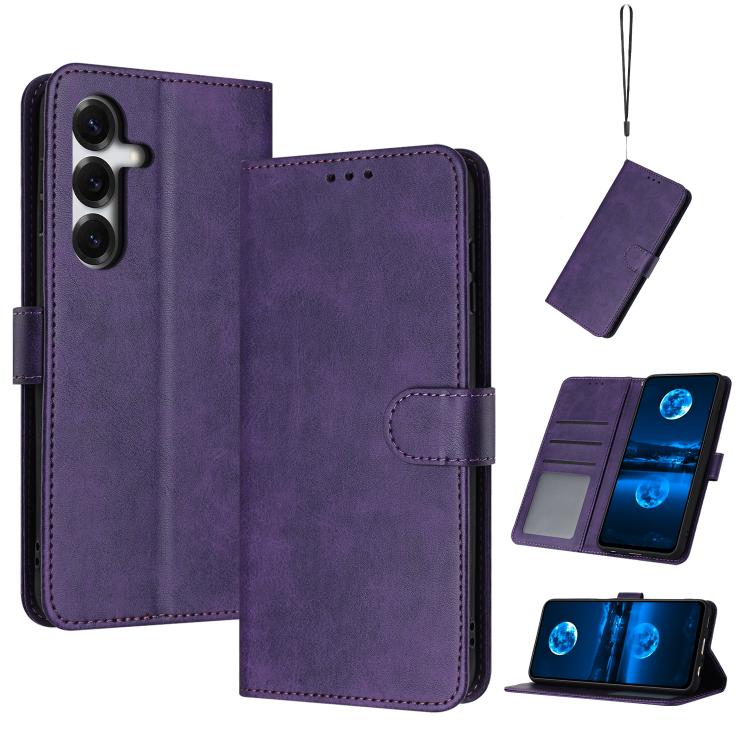 Custodia per telefono in pelle con texture di vitello pieno fiore, For Samsung Galaxy S26+ 5G, For Samsung Galaxy S26 Ultra 5G, For Samsung Galaxy S26 5G, For Samsung Galaxy S25 / S24 5G