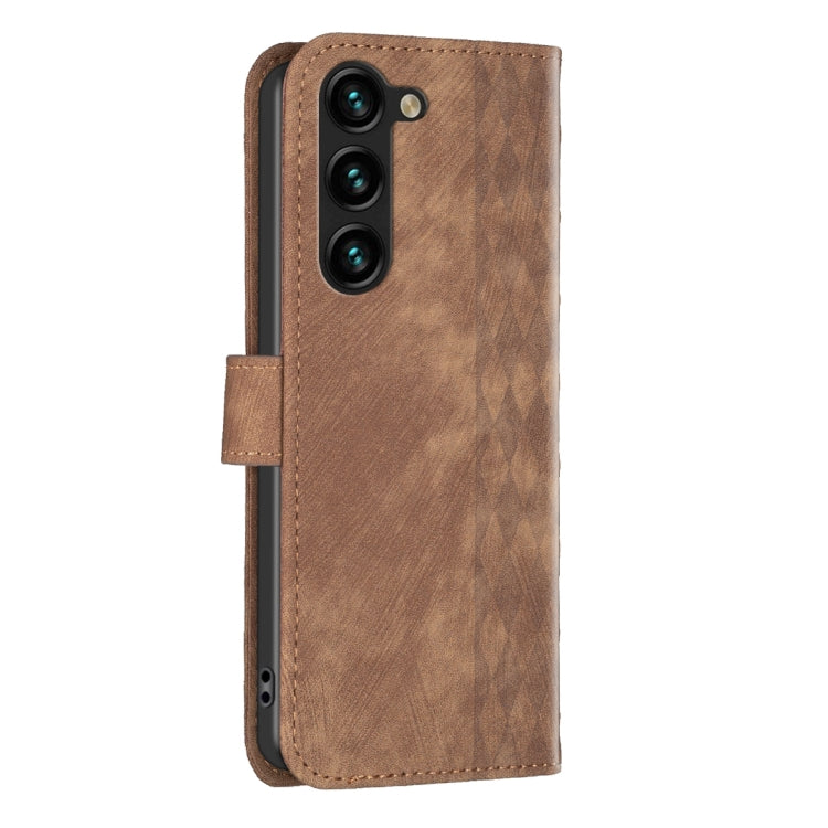 Custodia per telefono in pelle goffrata a quadri, For Samsung Galaxy S25 5G, For Samsung Galaxy S25+ 5G