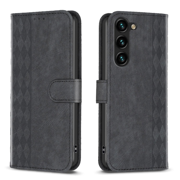 Custodia per telefono in pelle goffrata a quadri, For Samsung Galaxy S25 5G, For Samsung Galaxy S25+ 5G