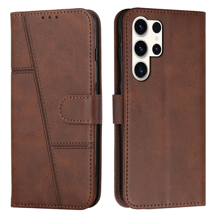 Custodia per telefono in pelle con fibbia e texture in vitello con cuciture, For Samsung Galaxy S25 Edge 5G, For Samsung Galaxy S25 / S24 5G, For Samsung Galaxy S25+ / S24+ 5G, For Samsung Galaxy S25 Ultra 5G