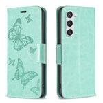 Custodia per telefono in pelle con motivo a due farfalle in rilievo, For Samsung Galaxy S25 5G, For Samsung Galaxy S25+ 5G