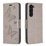 Custodia per telefono in pelle con motivo a due farfalle in rilievo, For Samsung Galaxy S25 5G, For Samsung Galaxy S25+ 5G