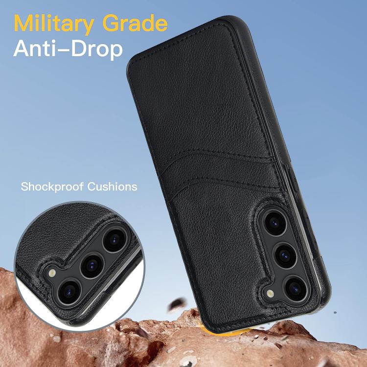 Custodia per telefono con slot per carte in pelle Litchi, For Samsung Galaxy S23 5G