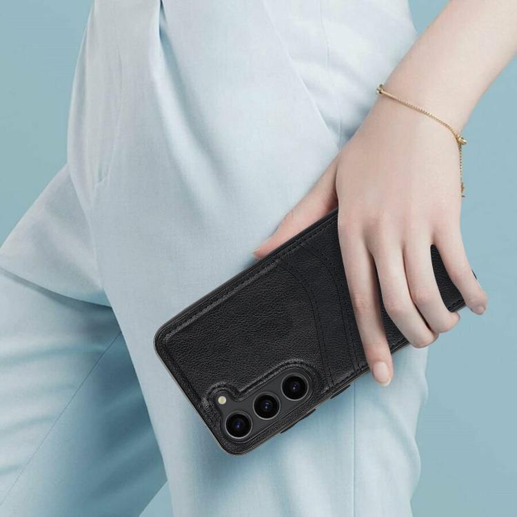 Custodia per telefono con slot per carte in pelle Litchi, For Samsung Galaxy S23 5G