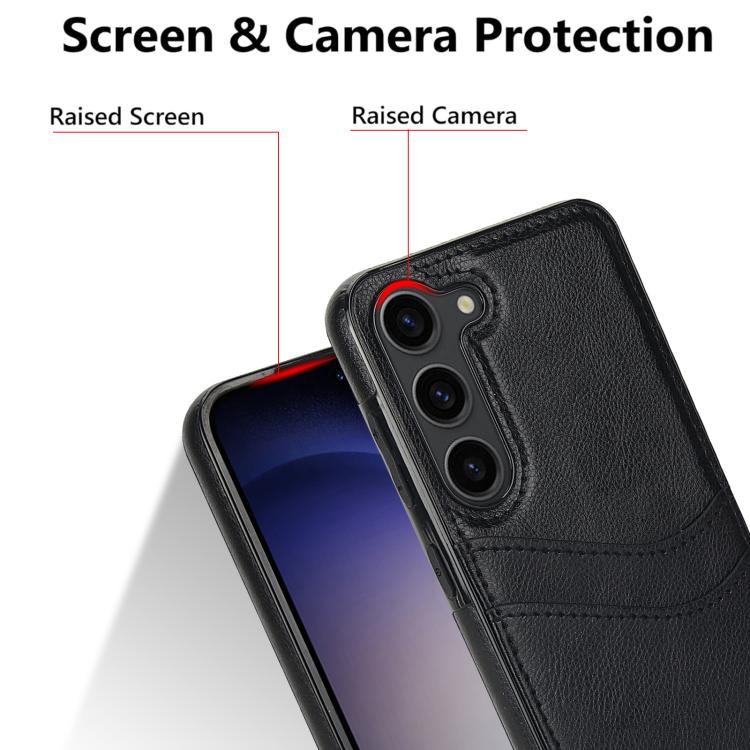 Custodia per telefono con slot per carte in pelle Litchi, For Samsung Galaxy S23 5G