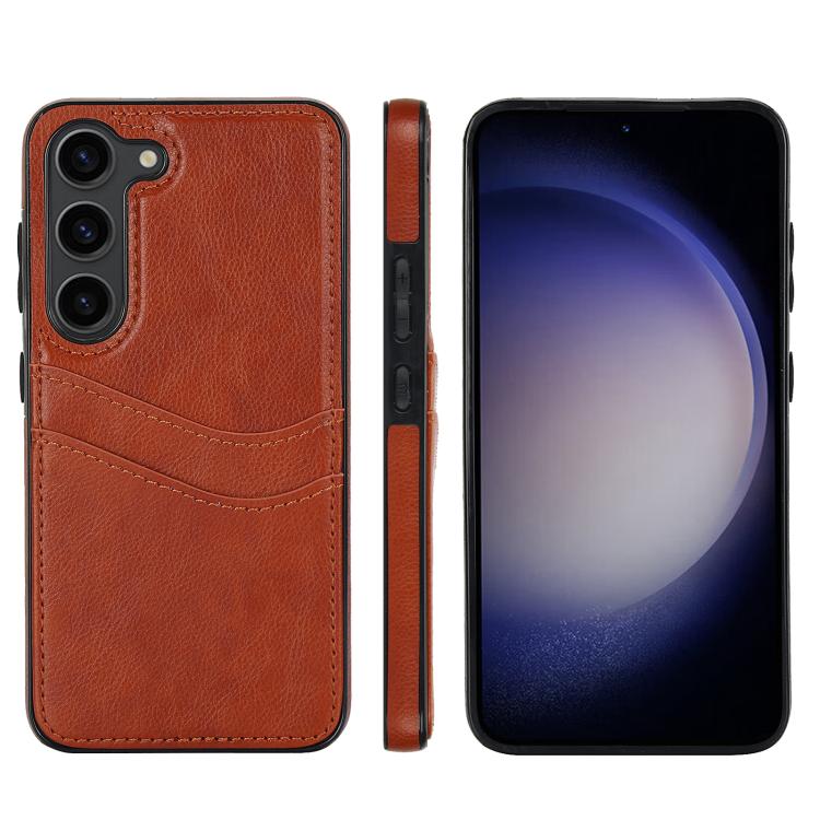 Custodia per telefono con slot per carte in pelle Litchi, For Samsung Galaxy S23 5G