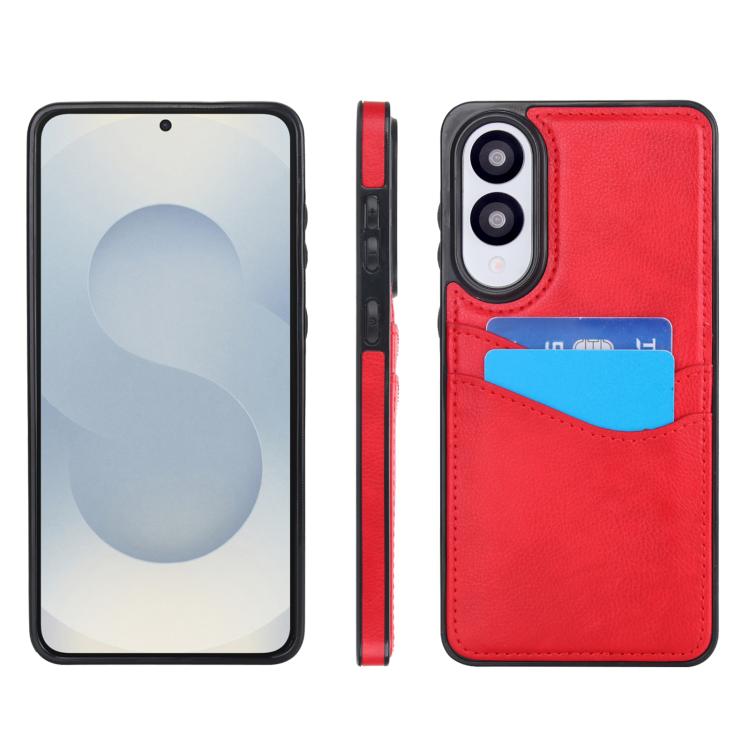 Custodia per telefono con slot per carte in pelle Litchi, For Samsung Galaxy S26+ 5G, For Samsung Galaxy S26 Ultra 5G, For Samsung Galaxy S26 5G, For Samsung Galaxy S25 Edge 5G