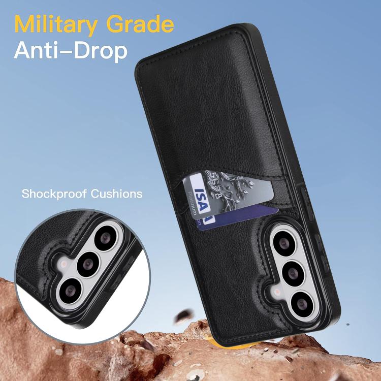 Custodia per telefono con slot per carte in pelle Litchi, For Samsung Galaxy S26+ 5G, For Samsung Galaxy S26 Ultra 5G, For Samsung Galaxy S26 5G, For Samsung Galaxy S25 Edge 5G