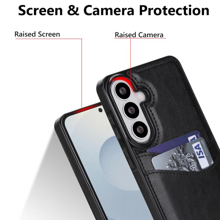 Custodia per telefono con slot per carte in pelle Litchi, For Samsung Galaxy S26+ 5G, For Samsung Galaxy S26 Ultra 5G, For Samsung Galaxy S26 5G, For Samsung Galaxy S25 Edge 5G