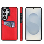 Custodia per telefono con slot per carte in pelle Litchi, For Samsung Galaxy S26+ 5G, For Samsung Galaxy S26 Ultra 5G, For Samsung Galaxy S26 5G, For Samsung Galaxy S25 Edge 5G