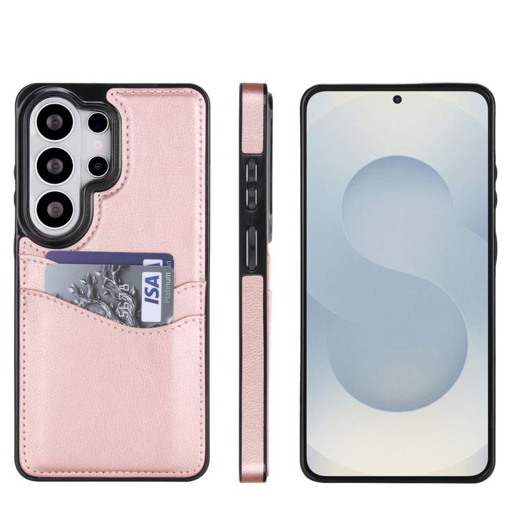 Custodia per telefono con slot per carte in pelle Litchi, For Samsung Galaxy S26+ 5G, For Samsung Galaxy S26 Ultra 5G, For Samsung Galaxy S26 5G, For Samsung Galaxy S25 Edge 5G