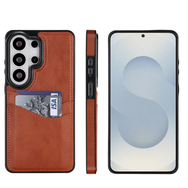 Custodia per telefono con slot per carte in pelle Litchi, For Samsung Galaxy S26+ 5G, For Samsung Galaxy S26 Ultra 5G, For Samsung Galaxy S26 5G, For Samsung Galaxy S25 Edge 5G