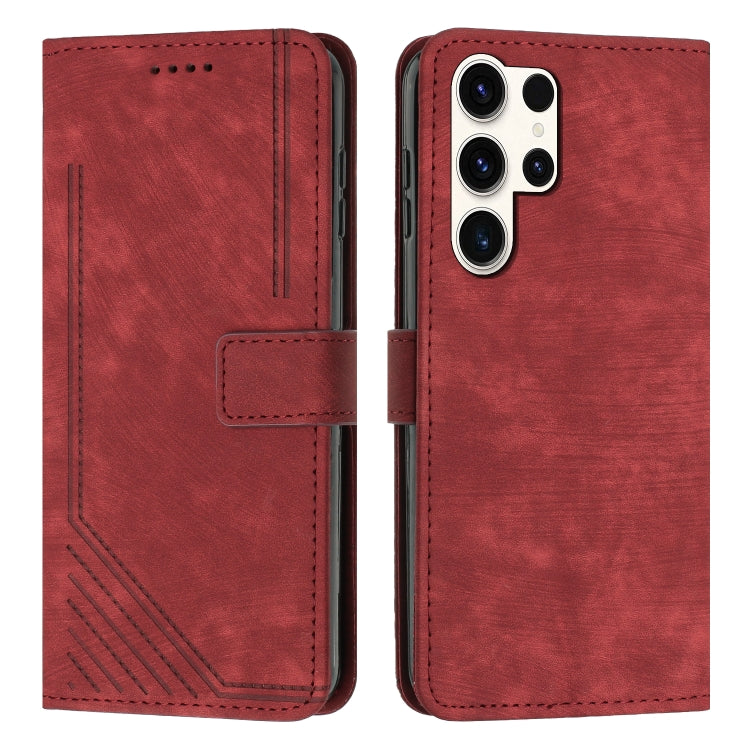Custodia per telefono in pelle con motivo a strisce Skin Feel e cordino lungo, For Samsung Galaxy S25 Edge 5G, For Samsung Galaxy S25 / S24 5G, For Samsung Galaxy S25+ / S24+ 5G, For Samsung Galaxy S25 Ultra 5G