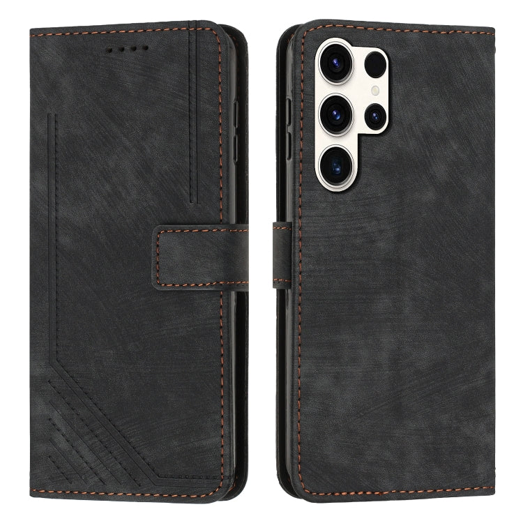 Custodia per telefono in pelle con motivo a strisce Skin Feel e cordino lungo, For Samsung Galaxy S25 Edge 5G, For Samsung Galaxy S25 / S24 5G, For Samsung Galaxy S25+ / S24+ 5G, For Samsung Galaxy S25 Ultra 5G