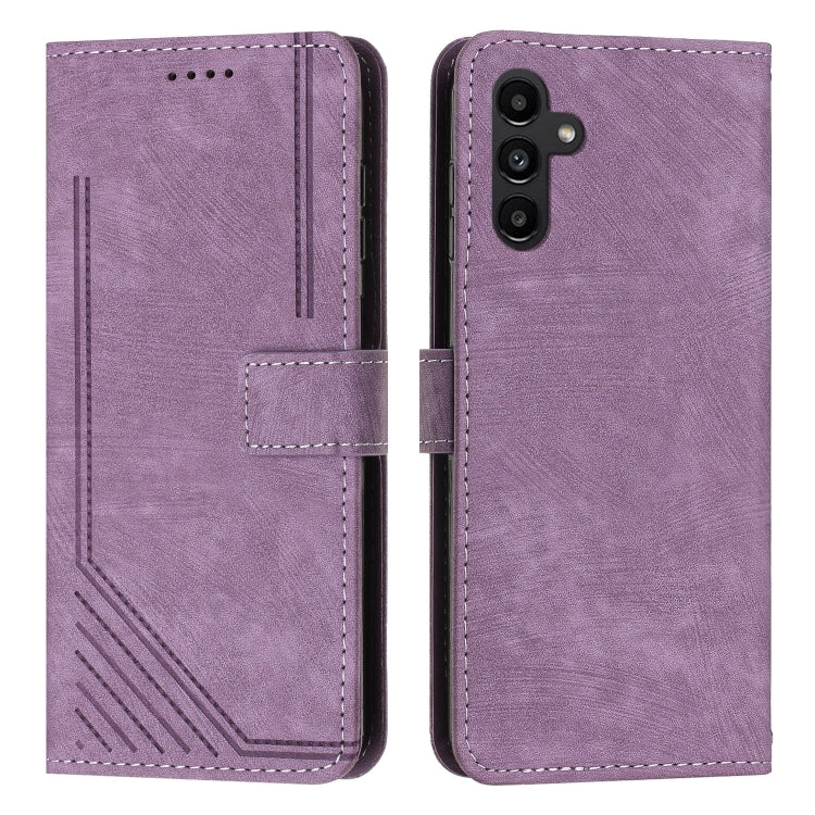 Custodia per telefono in pelle con motivo a strisce Skin Feel e cordino lungo, For Samsung Galaxy S25 Edge 5G, For Samsung Galaxy S25 / S24 5G, For Samsung Galaxy S25+ / S24+ 5G, For Samsung Galaxy S25 Ultra 5G