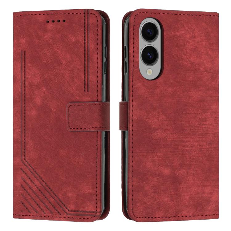 Custodia per telefono in pelle con motivo a strisce Skin Feel e cordino lungo, For Samsung Galaxy S25 Edge 5G, For Samsung Galaxy S25 / S24 5G, For Samsung Galaxy S25+ / S24+ 5G, For Samsung Galaxy S25 Ultra 5G