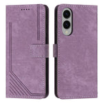 Custodia per telefono in pelle con motivo a strisce Skin Feel e cordino lungo, For Samsung Galaxy S25 Edge 5G, For Samsung Galaxy S25 / S24 5G, For Samsung Galaxy S25+ / S24+ 5G, For Samsung Galaxy S25 Ultra 5G