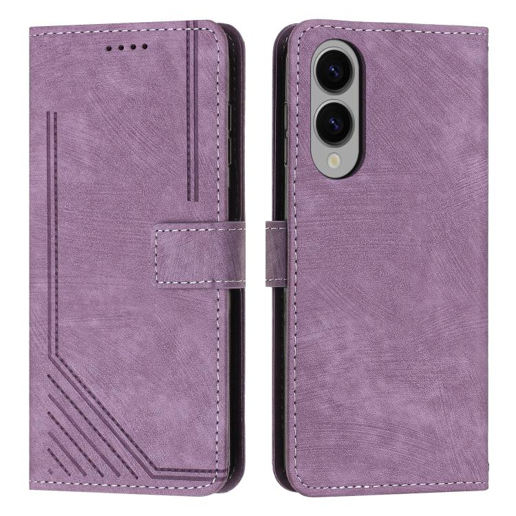 Custodia per telefono in pelle con motivo a strisce Skin Feel e cordino lungo, For Samsung Galaxy S25 Edge 5G, For Samsung Galaxy S25 / S24 5G, For Samsung Galaxy S25+ / S24+ 5G, For Samsung Galaxy S25 Ultra 5G