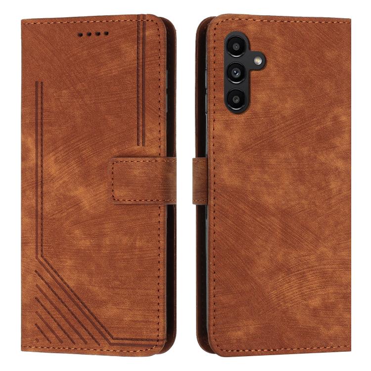 Custodia per telefono in pelle con motivo a strisce Skin Feel e cordino lungo, For Samsung Galaxy S26+ 5G, For Samsung Galaxy S26 Ultra 5G, For Samsung Galaxy S26 5G, For Samsung Galaxy S25 FE 5G