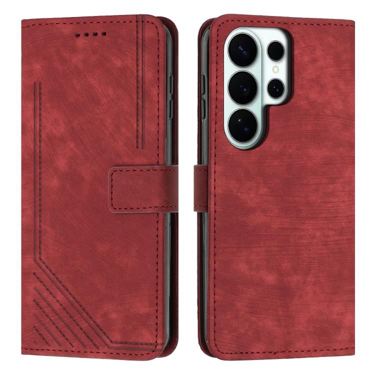 Custodia per telefono in pelle con motivo a strisce Skin Feel e cordino lungo, For Samsung Galaxy S26+ 5G, For Samsung Galaxy S26 Ultra 5G, For Samsung Galaxy S26 5G, For Samsung Galaxy S25 FE 5G