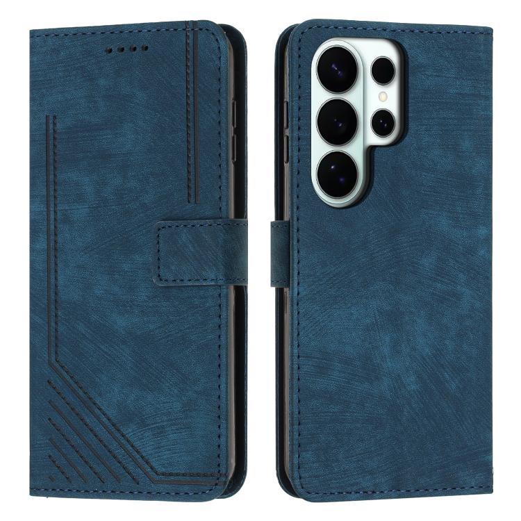Custodia per telefono in pelle con motivo a strisce Skin Feel e cordino lungo, For Samsung Galaxy S26+ 5G, For Samsung Galaxy S26 Ultra 5G, For Samsung Galaxy S26 5G, For Samsung Galaxy S25 FE 5G
