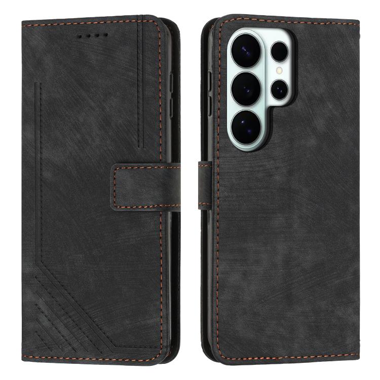 Custodia per telefono in pelle con motivo a strisce Skin Feel e cordino lungo, For Samsung Galaxy S26+ 5G, For Samsung Galaxy S26 Ultra 5G, For Samsung Galaxy S26 5G, For Samsung Galaxy S25 FE 5G