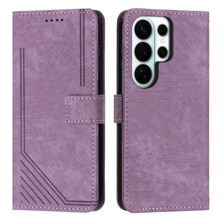 Custodia per telefono in pelle con motivo a strisce Skin Feel e cordino lungo, For Samsung Galaxy S26+ 5G, For Samsung Galaxy S26 Ultra 5G, For Samsung Galaxy S26 5G, For Samsung Galaxy S25 FE 5G