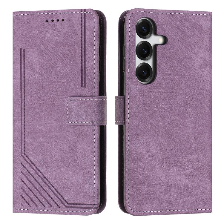Custodia per telefono in pelle con motivo a strisce Skin Feel e cordino lungo, For Samsung Galaxy S26+ 5G, For Samsung Galaxy S26 Ultra 5G, For Samsung Galaxy S26 5G, For Samsung Galaxy S25 FE 5G