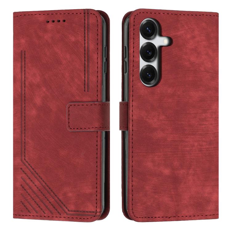 Custodia per telefono in pelle con motivo a strisce Skin Feel e cordino lungo, For Samsung Galaxy S26+ 5G, For Samsung Galaxy S26 Ultra 5G, For Samsung Galaxy S26 5G, For Samsung Galaxy S25 FE 5G