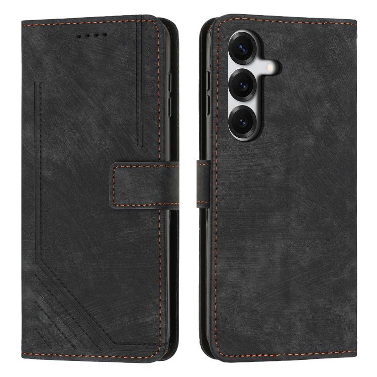 Custodia per telefono in pelle con motivo a strisce Skin Feel e cordino lungo, For Samsung Galaxy S26+ 5G, For Samsung Galaxy S26 Ultra 5G, For Samsung Galaxy S26 5G, For Samsung Galaxy S25 FE 5G