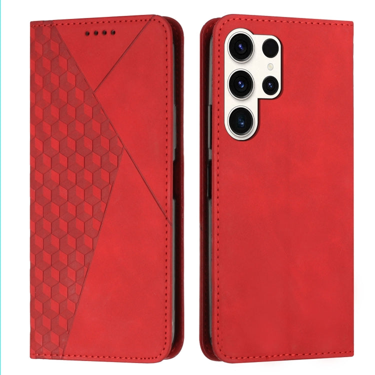 Custodia magnetica in pelle per telefono con effetto pelle con giunzione a diamante, For Samsung Galaxy S25 Ultra 5G