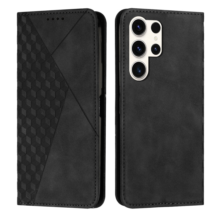 Custodia magnetica in pelle per telefono con effetto pelle con giunzione a diamante, For Samsung Galaxy S25 Ultra 5G