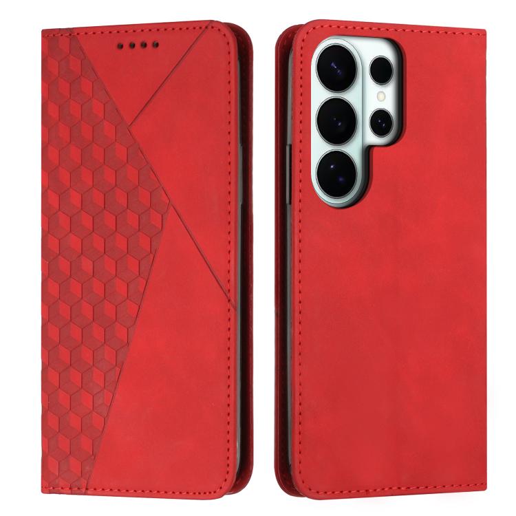 Custodia magnetica in pelle per telefono con effetto pelle con giunzione a diamante, For Galaxy S26 FE 5G, For Samsung Galaxy S26+ 5G, For Samsung Galaxy S26 Ultra 5G, For Samsung Galaxy S26 5G