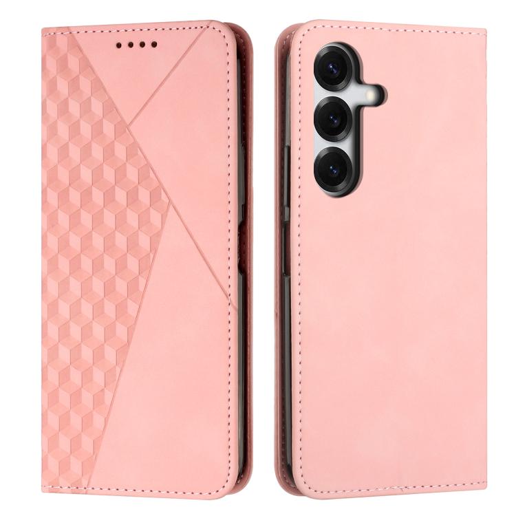 Custodia magnetica in pelle per telefono con effetto pelle con giunzione a diamante, For Galaxy S26 FE 5G, For Samsung Galaxy S26+ 5G, For Samsung Galaxy S26 Ultra 5G, For Samsung Galaxy S26 5G