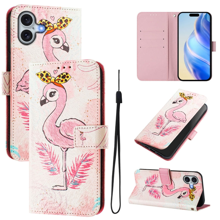 Custodia in pelle con motivo colorato per iPhone 16 Plus